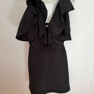 ASOS Black Ruffle-Detail Mini Dress